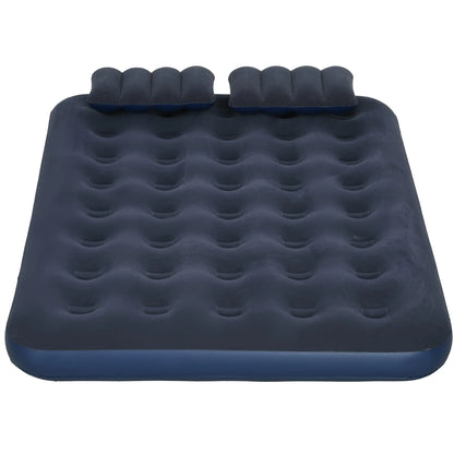 Outsunny Inflatable King Size Air Bed, with Built-In Hand Pump & Two Pillows - Blue
