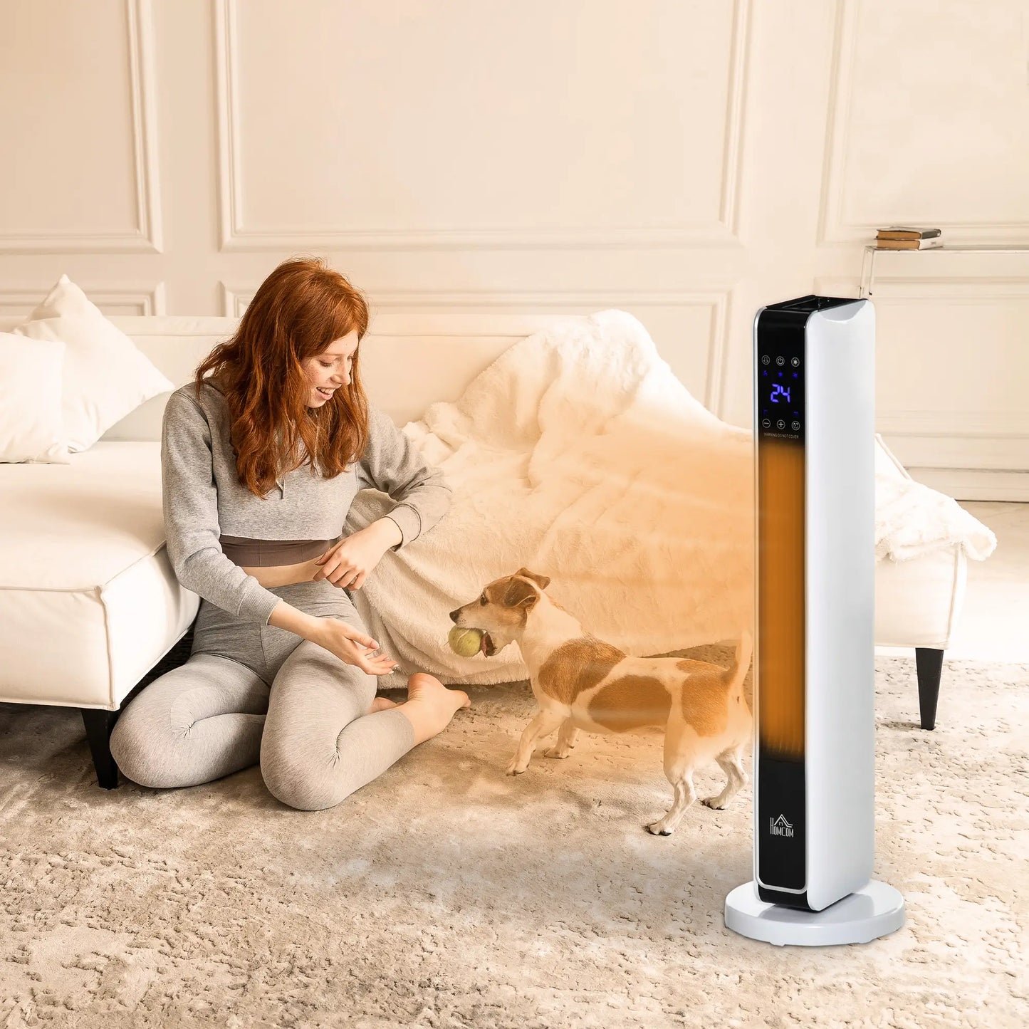 HOMCOM 1100W/2200W Space Room Heater with 65° Oscillation, 8-Hour Timer, Overheat & Tip Over Protection