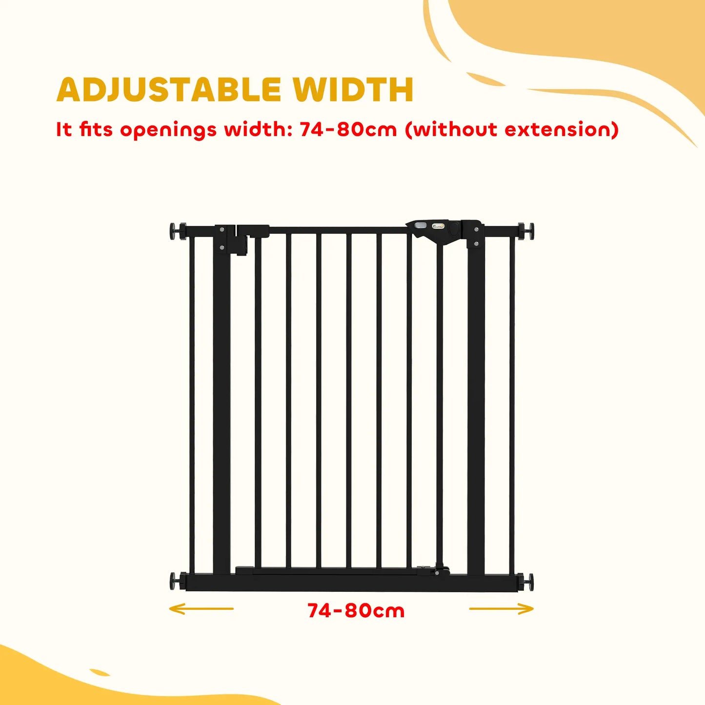 PawHut Adjustable Safety Gate w/ One Extensions, Four Adjustable Screws, Black