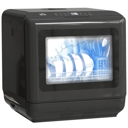 HOMCOM 6L Five-Mode Kitchen Tabletop Dishwasher - Black