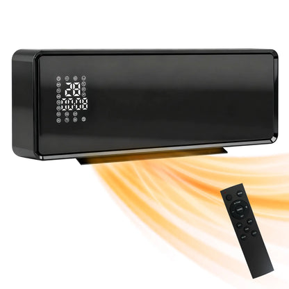 HOMCOM 2000W Ceramic Electric Heater with Fan, Adjustable Thermostat, Wall Mounted - Black