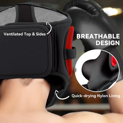 SPORTNOW Boxing Headguard, Headgear Helmet with Adjustable Strap for Full Face Protection for Kickboxing Sparring, Red