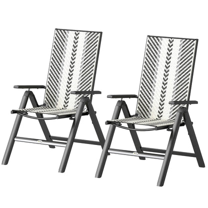 Outsunny Set of Two Foldable Rattan Reclining Garden Chairs - Grey