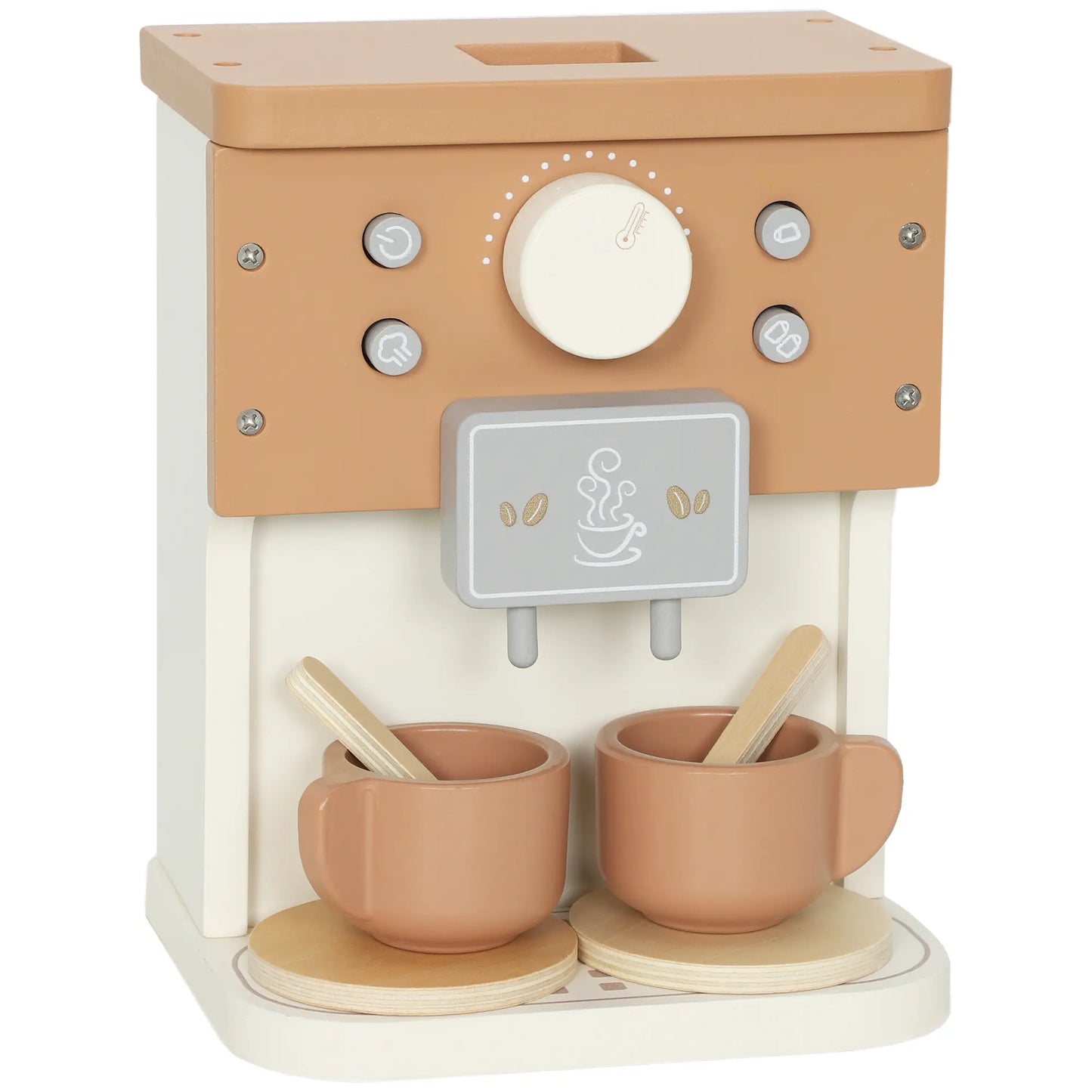 AIYAPLAY Kids Wooden Coffee Machine Toy, Pretend Play Kitchen Accessories Gift for Ages 3+