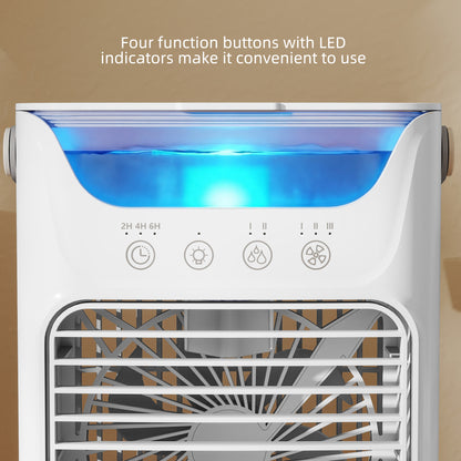 HOMCOM Mini Desk Fan with Adjustable Head, 3-Speed Small Fan & 700ml Water Tank, White