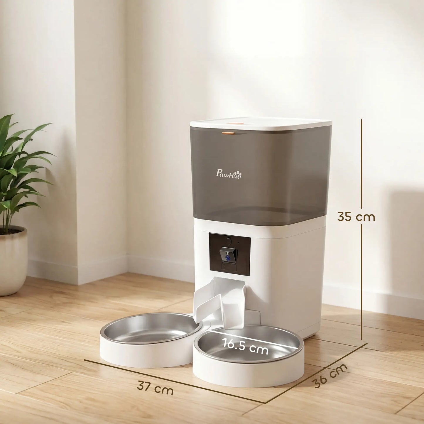 PawHut Automatic Cat Feeder for 2 Cats with HD Camera, 2.4G & 5G WiFi Pet Food Dispenser 6L APP Control