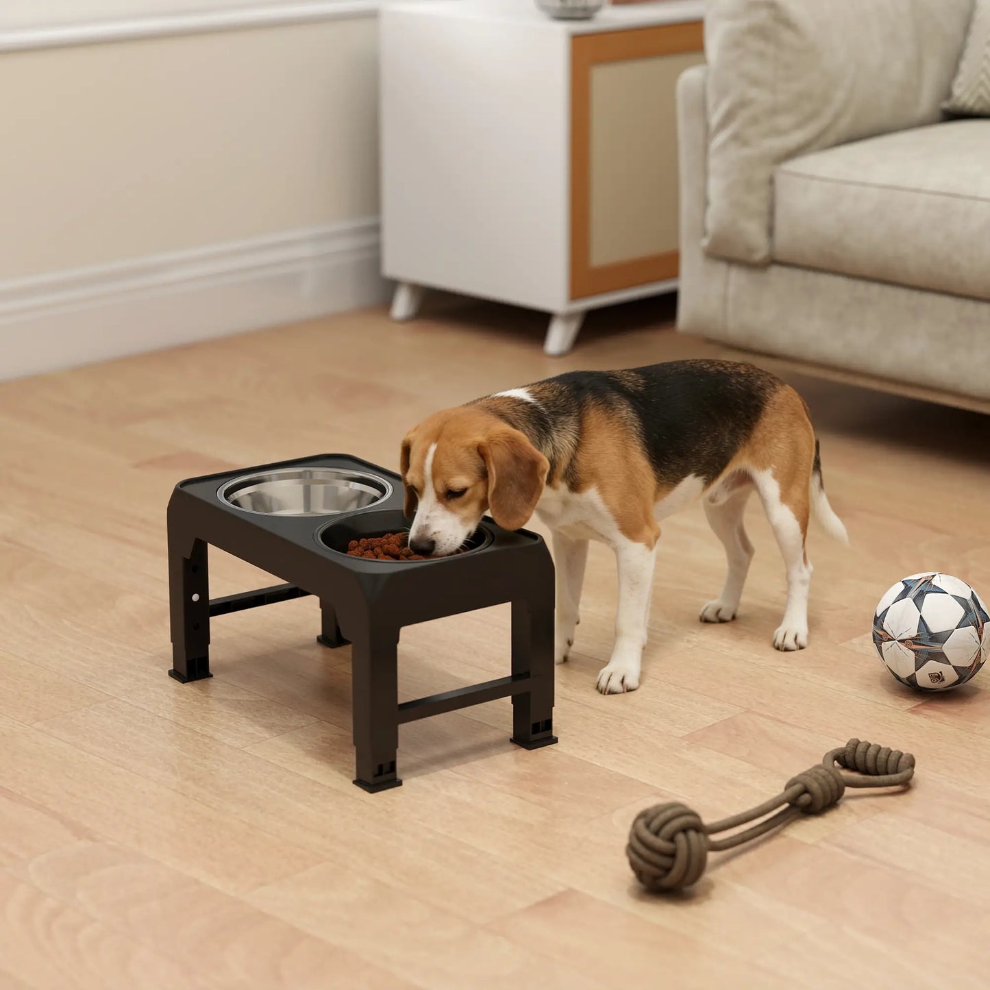 PawHut Raised Dog Bowl with Slow Feeder, 4 Adjustable Heights, Foldable Elevated for Small Medium Large Breeds