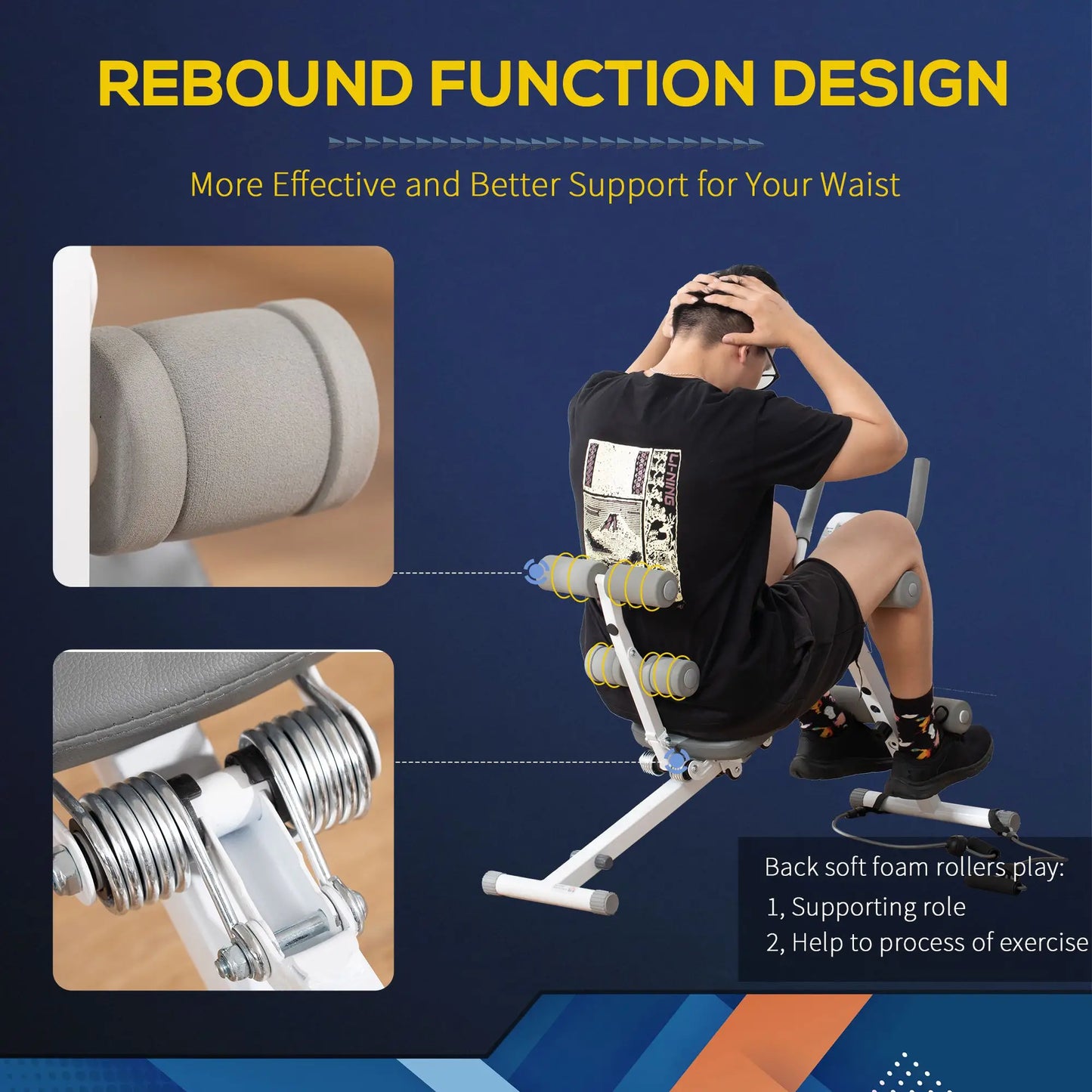 HOMCOM 2-IN-1 Core Abdominal Ab Trainer Sit Up Bench with LCD Screen, Adjustable Fitness Crunch Machine for Home GYM
