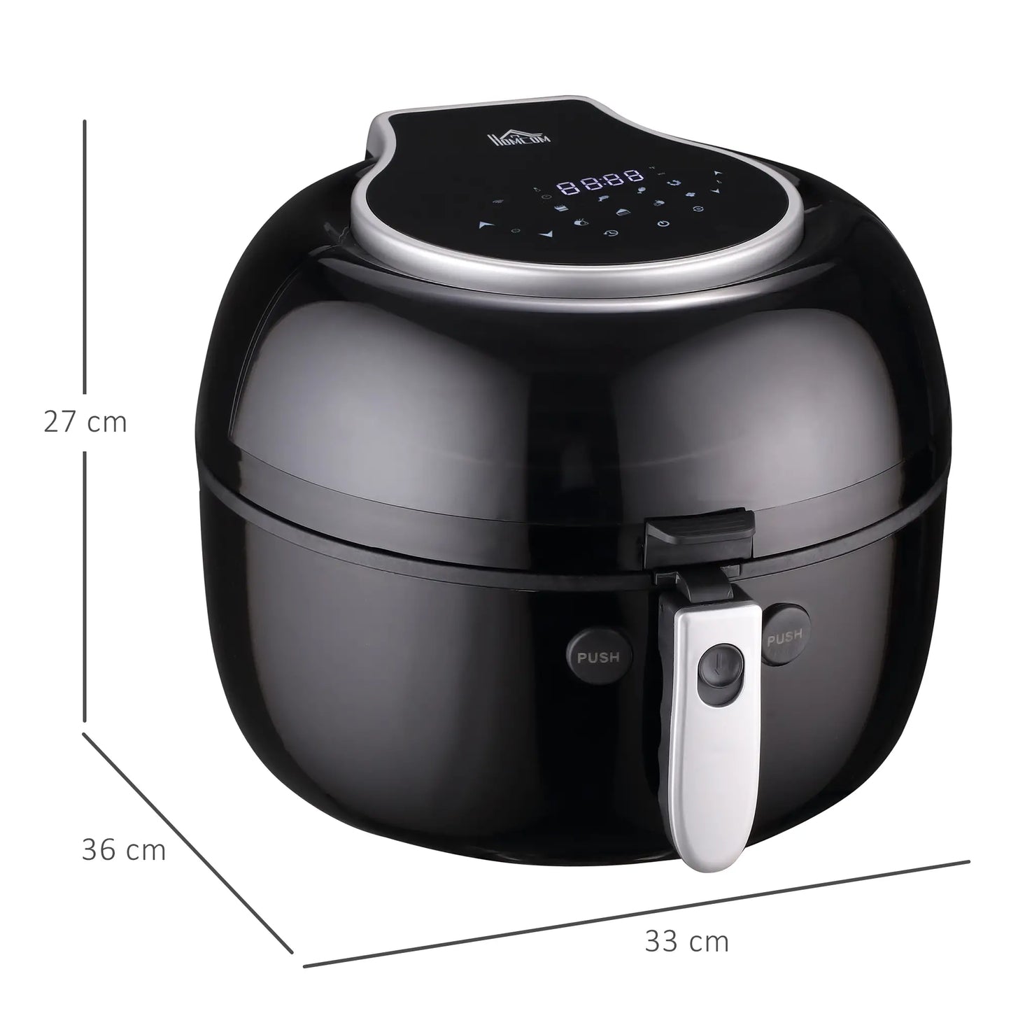 HOMCOM 7L Family Size Digital Air Fryer Oven with Roast, Broil, Bake, Dehydrate, 8 Presets, Rapid Air Circulation, Timer, Preheat, 1500W