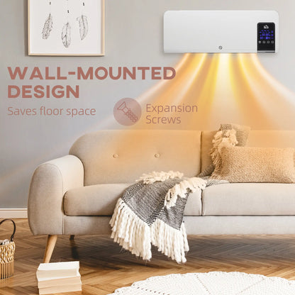 HOMCOM 2000W Wall-Mounted Electric Heater, 18-45°C Temperature, White