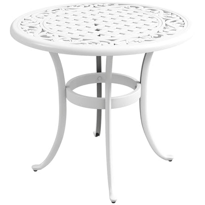 Outsunny Round Garden Table, Cast Aluminium Outdoor Patio Table, White