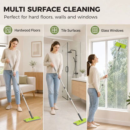 HOMCOM Flat Mop and Bucket with Wringer Set & 2 Chambers, Wet & Dry Use, Dark Grey