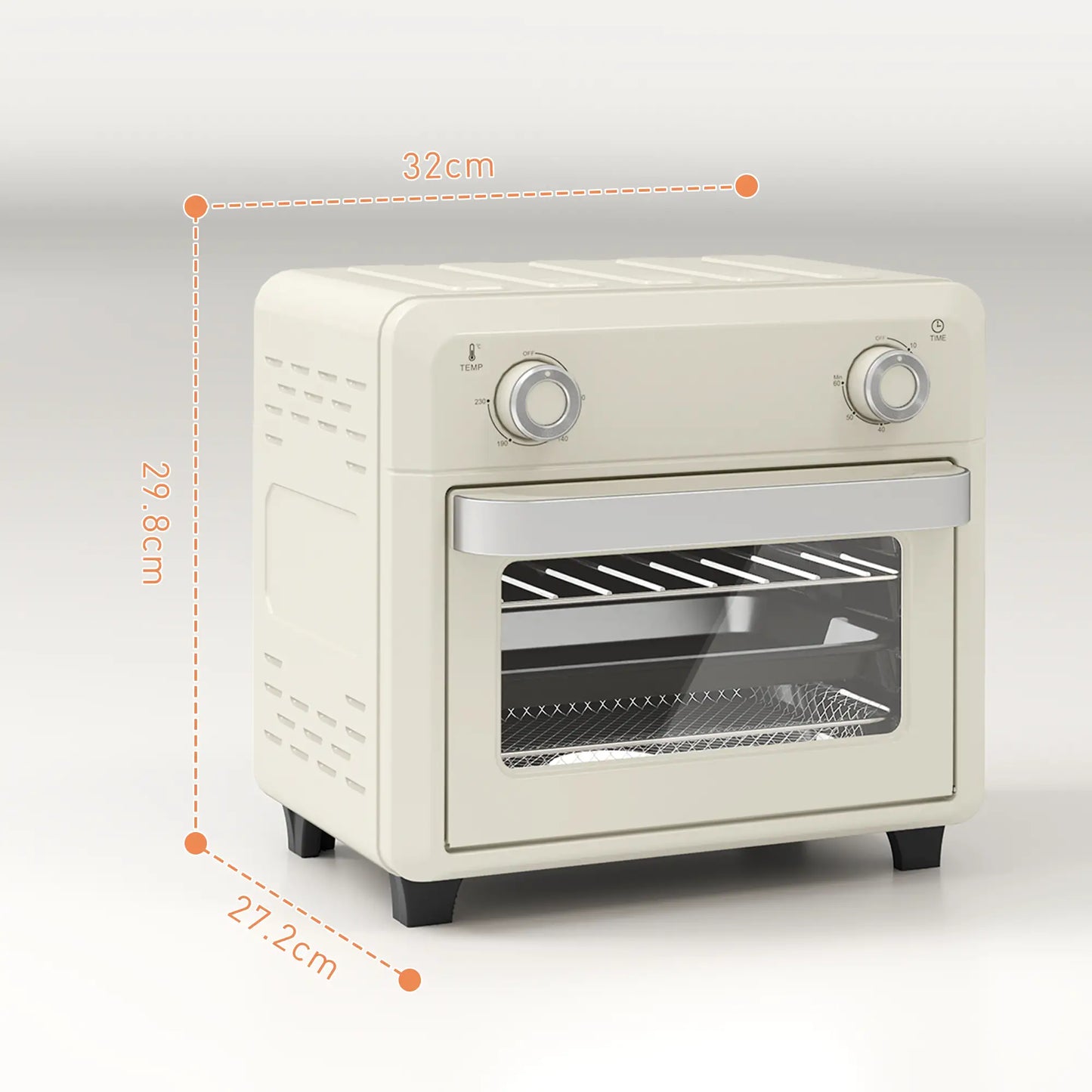 HOMCOM 10L Air Fryer Oven, Mini Oven, Oil Free Cooking, Grill, Roast, Bake, with Adjustable Temperature, Timer, 1000W