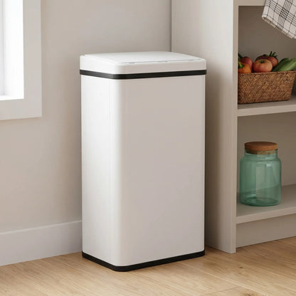 HOMCOM 50L Motion Sensor Kitchen Bin with Soft-Close Lid, Stainless Steel Automatic Touchless Bin, White