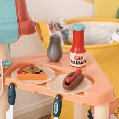 50 Pcs Kids Kitchen Play Set Fast Food Trolley Cart Pretend Playset Toys with Play Food Accessories Gift for Boys Girls Age 3-6