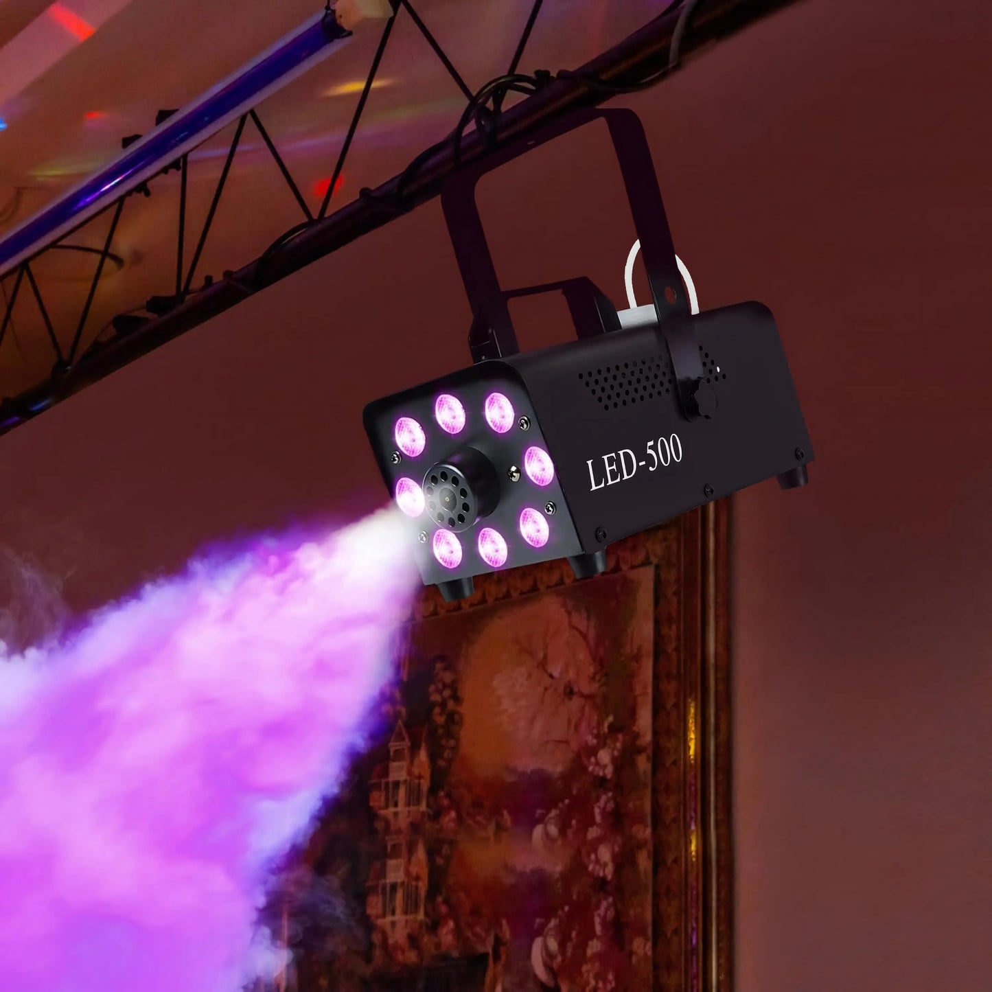 HOMCOM Smoke Fog Machine with 3 RGB LED Lights with 13 Colours and 4 Effects, 450W 2000CFM with Wired and Wireless Remote