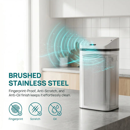 HOMCOM 48L Stainless Steel Kitchen Sensor Bin with Soft-Close Lid - White