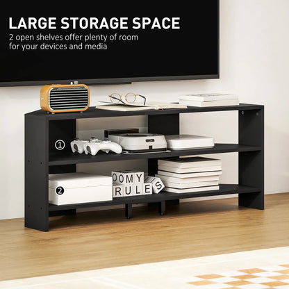 HOMCOM Corner TV Stand with 2 Open Shelves for 47 Inch TV - Black