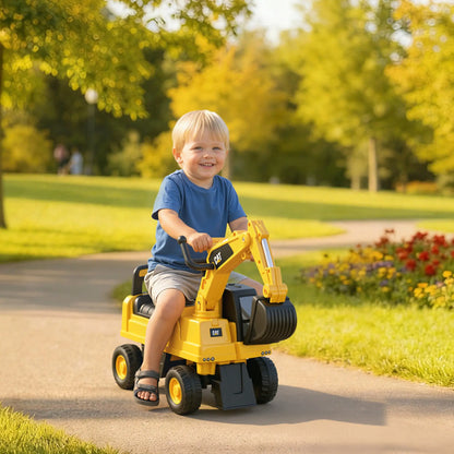 HOMCOM CAT Licensed Kids Ride On Digger Toddler Pretend Construction Play Toy for Ages 1-3 Years