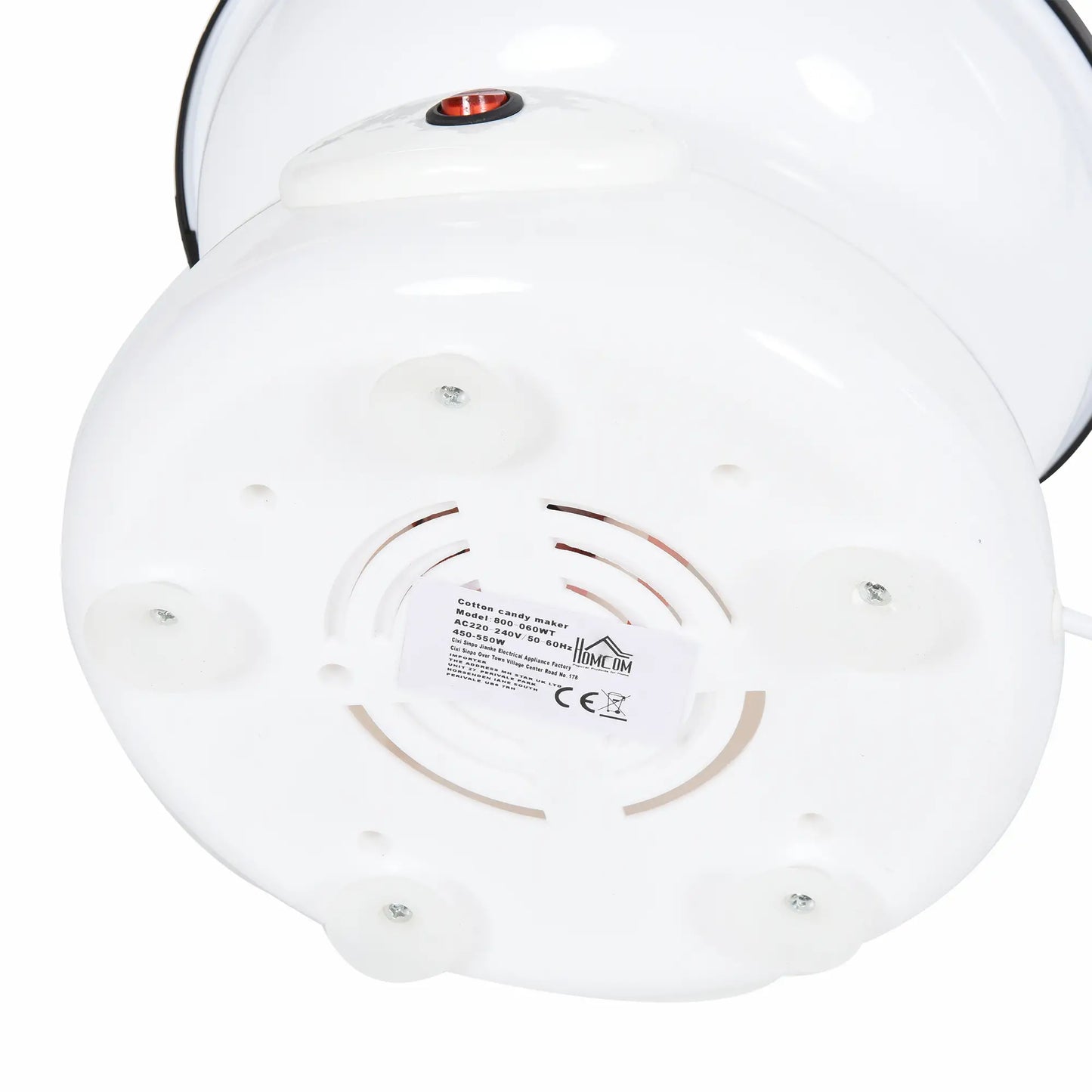 HOMCOM Candy Floss Machine, Automatic Cotton Candy Sweet Machine with Candyfloss Sticks, Non-Slip Base, White