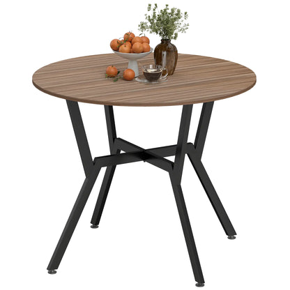 HOMCOM Dining Table, Round Kitchen Table with Black Legs, Anti-Slip Foot Pads, Brown