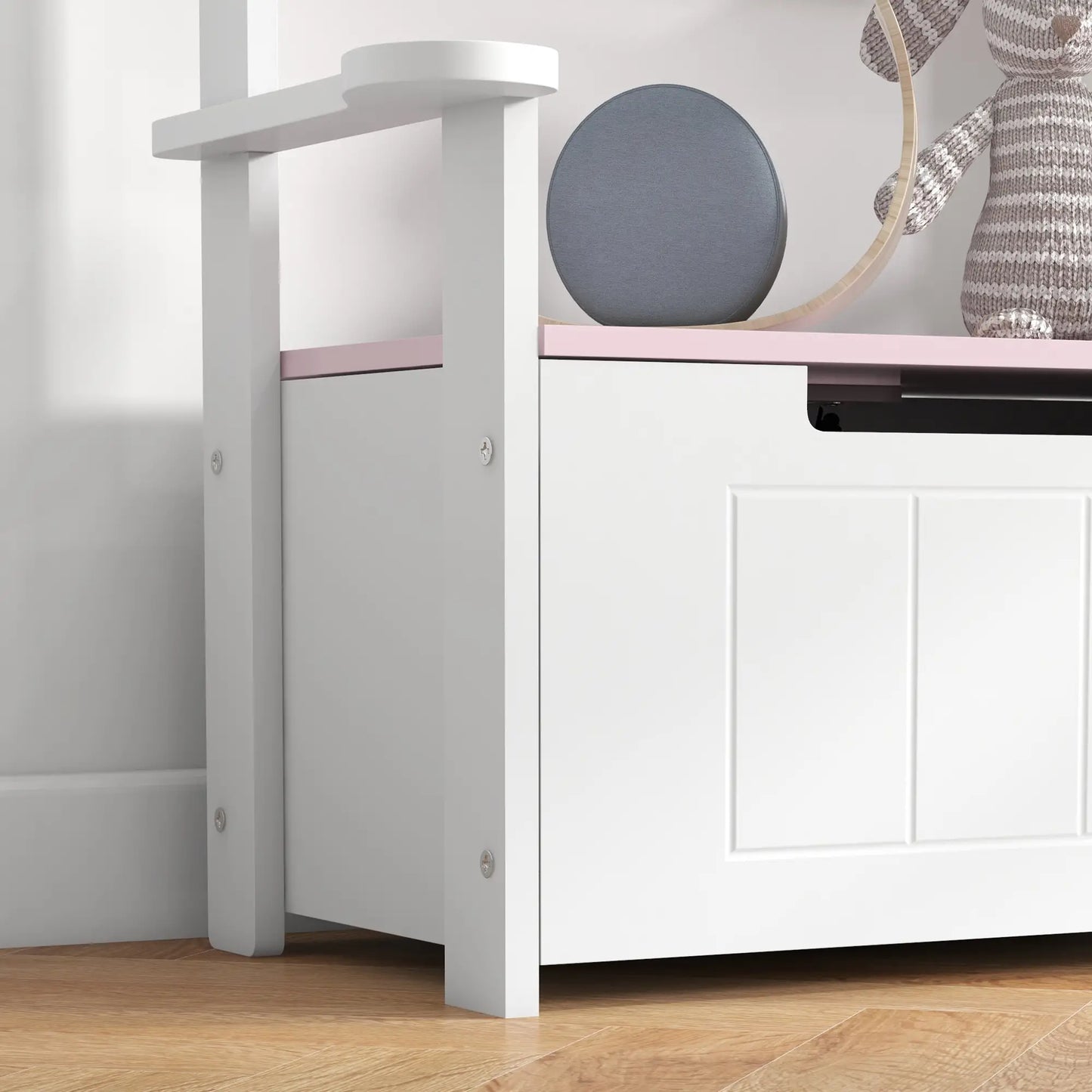 AIYAPLAY 2-in-1 Toy Box Bench for Kids Storage with Lid for Bedroom, Nursery, Playroom, Pink