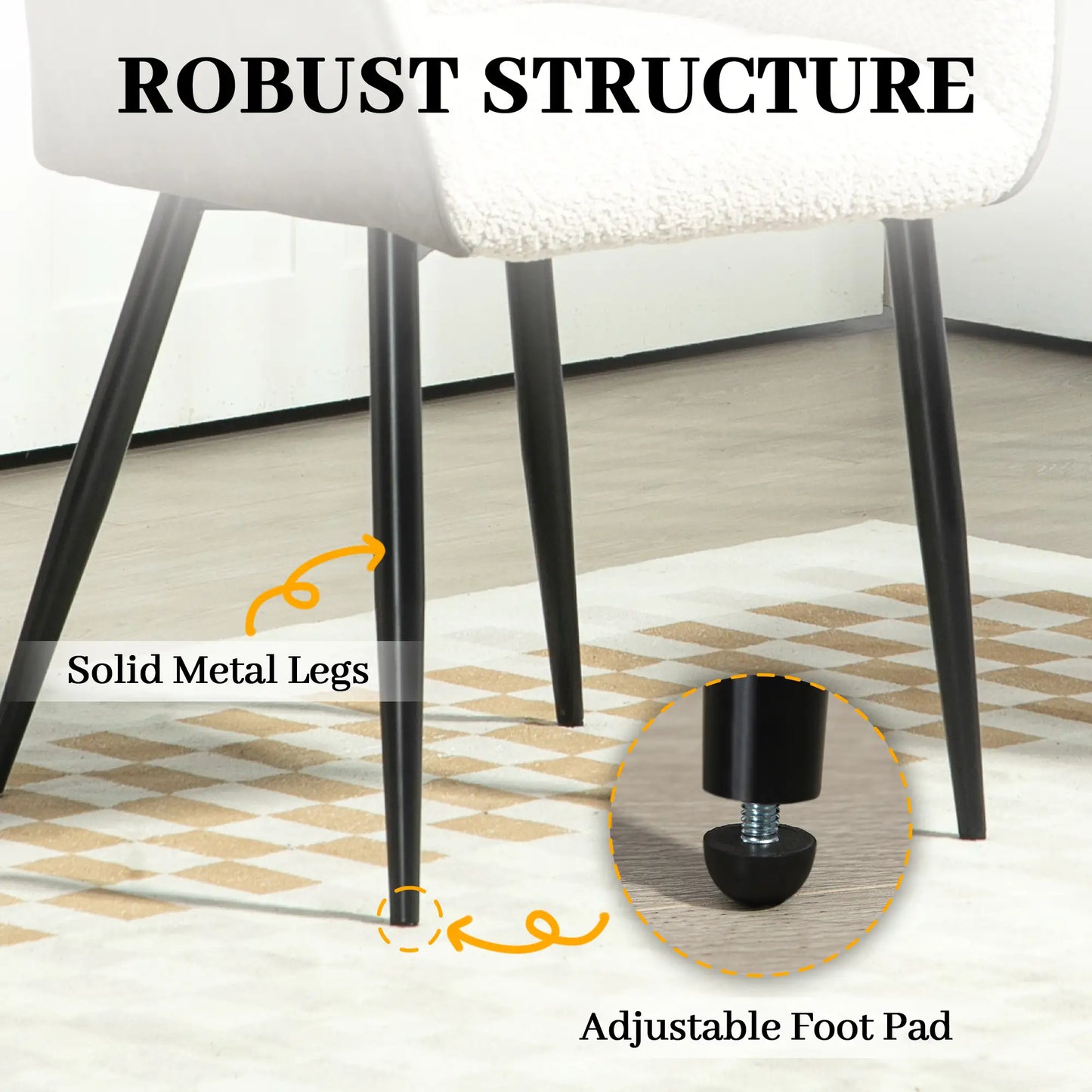 HOMCOM Accent Chair with Foot Pads, Upholstered Armchair with Chenille Fabric Front and PU Back, for Living Room Bedroom, Cream White