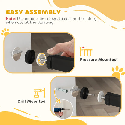 PawHut Adjustable Safety Gate w/ One Extensions, Four Adjustable Screws, Black
