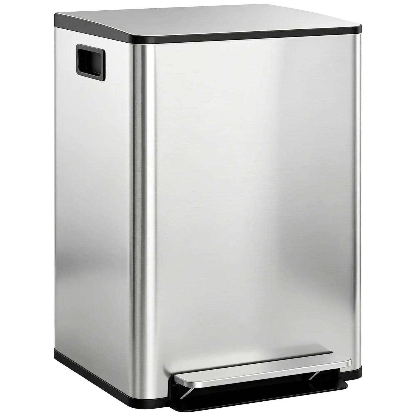 HOMCOM 60L Dual Compartment Stainless Steel Bin with Deodoriser Holders - Silver Tone