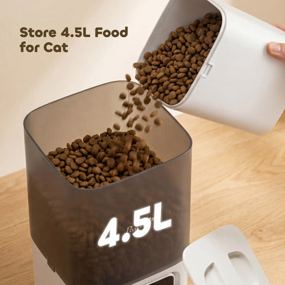 PawHut Automatic Cat Feeder, 4.5L WiFi Cat Food Dispenser with Timer, Programmable 1-10 Meals, Auto Pet Feeder