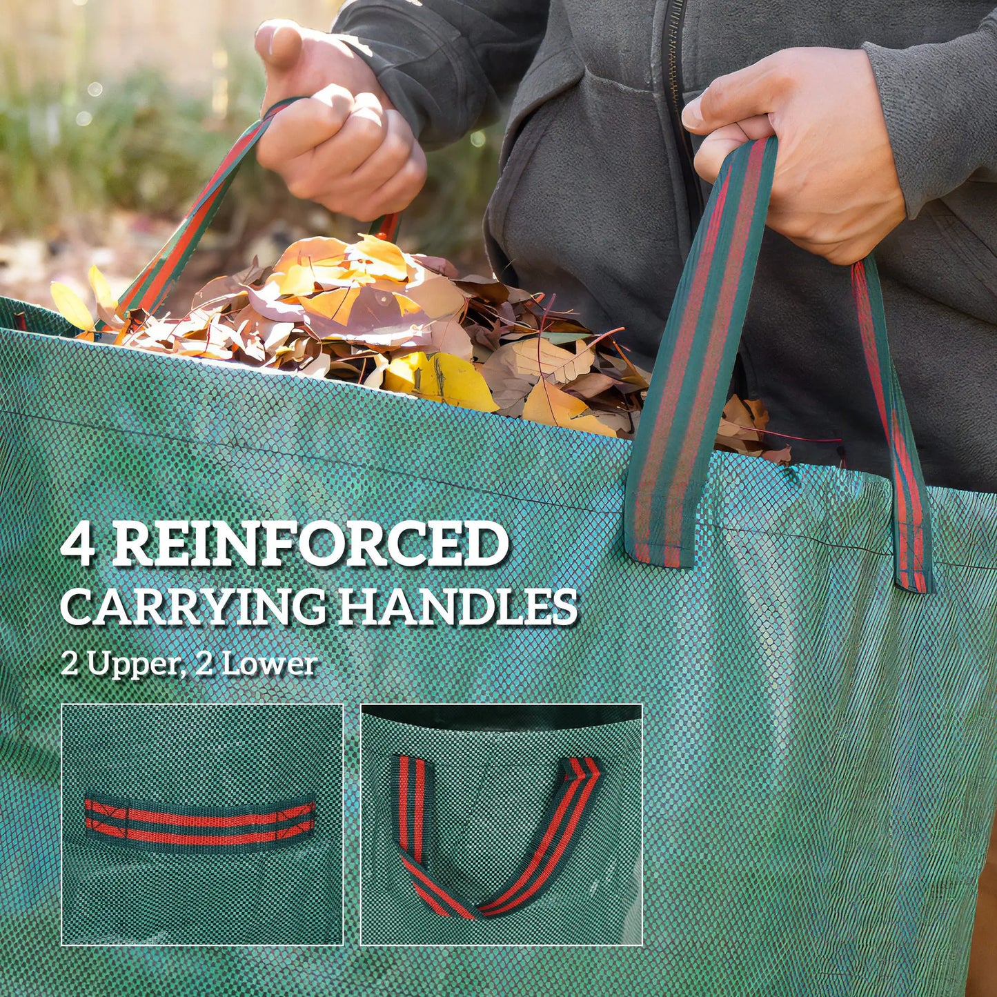 Outsunny Garden Waste Bags, 300L x 3 Heavy Duty, Foldable and Reusable Waste Sacks with Handles for Loading Leaf, Green