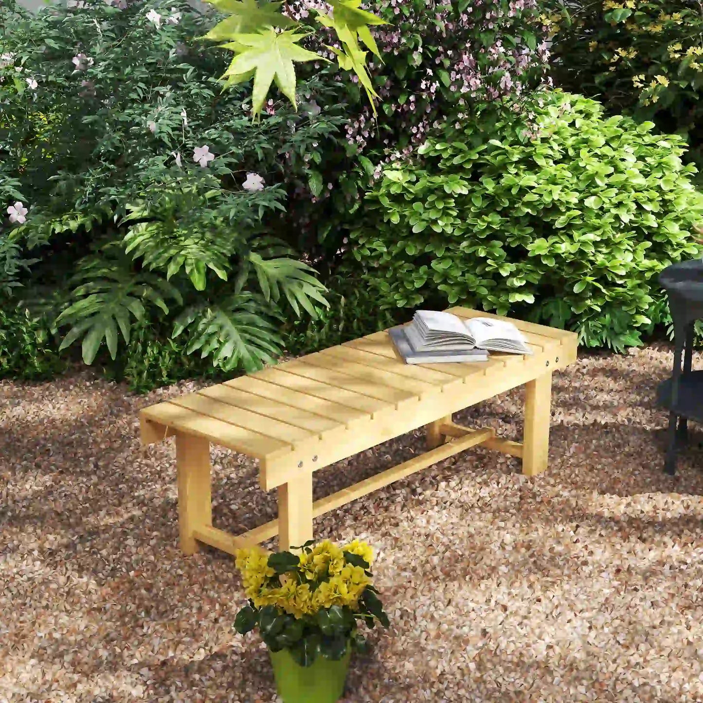 Outsunny 1 Piece 2-Seater Outdoor Indoor Wooden Garden Bench Fir Patio Loveseat, Natural
