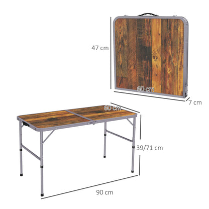 Outsunny 3ft Folding Camping Trestle Table Height Adjustable Aluminium Outdoor Garden Party Picnic BBQ Kitchen