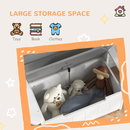 AIYAPLAY 2-in-1 Toy Box for Kids Storage with Lid for Bedroom, Nursery, Playroom, Grey