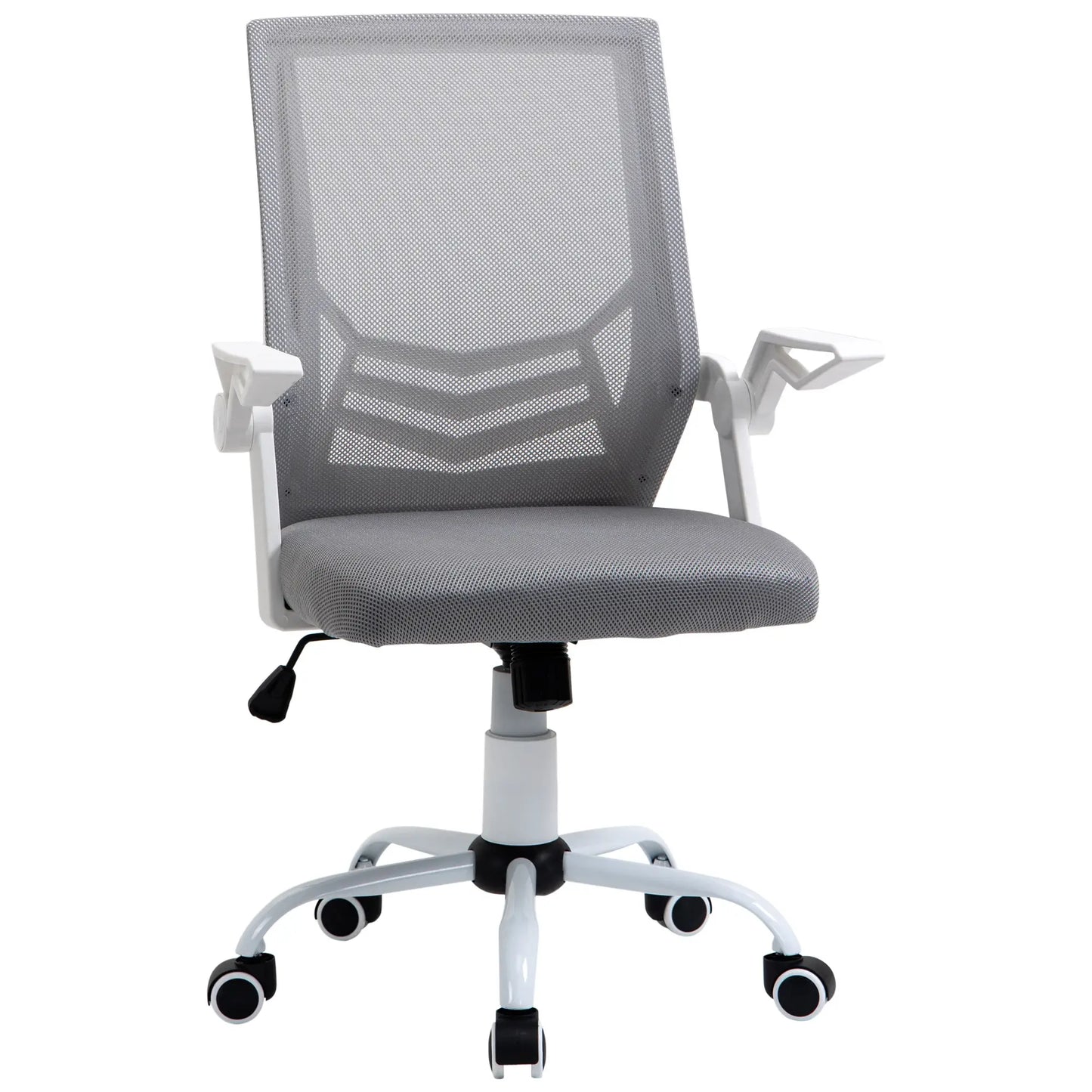 Vinsetto Mesh Office Chair with Flip-up Armrest, Swivel Computer Chair with Adjustable Height, Tilt Function for Home/Office, Grey