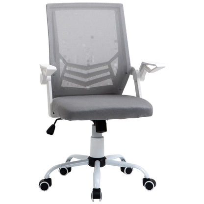 Vinsetto Mesh Office Chair with Flip-up Armrest, Swivel Computer Chair with Adjustable Height, Tilt Function for Home/Office, Grey
