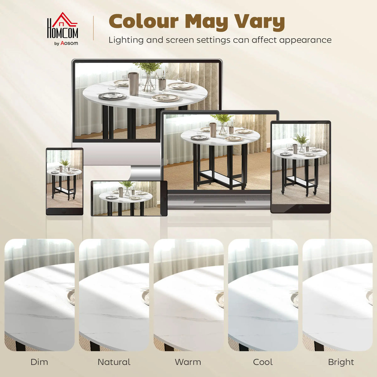 HOMCOM Folding Dining Table, Drop Leaf Table with Open Shelf, Rolling Kitchen Table for Small Spaces, White Marble