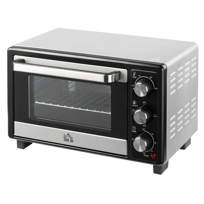 HOMCOM 16L Mini 1400W Countertop Oven - Black/Silver Tone