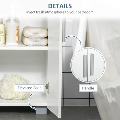 kleankin Bathroom Floor Cabinet, Free Standing Linen Cabinet, Storage Cupboard with 3 Tier Shelves, White