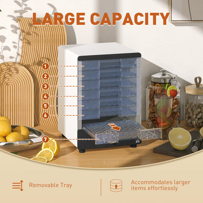 HOMCOM Seven Tray, 40-70°C Kitchen Food Dehydrator - White