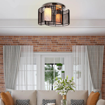 HOMCOM Modern Design Mini Style Flush Mount Ceiling Light Mount with Flush Metal Finish Chandelier for Hallway, Dining Room